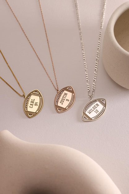 Custom Football Number Necklace: Personalized Sport Lover Gift
