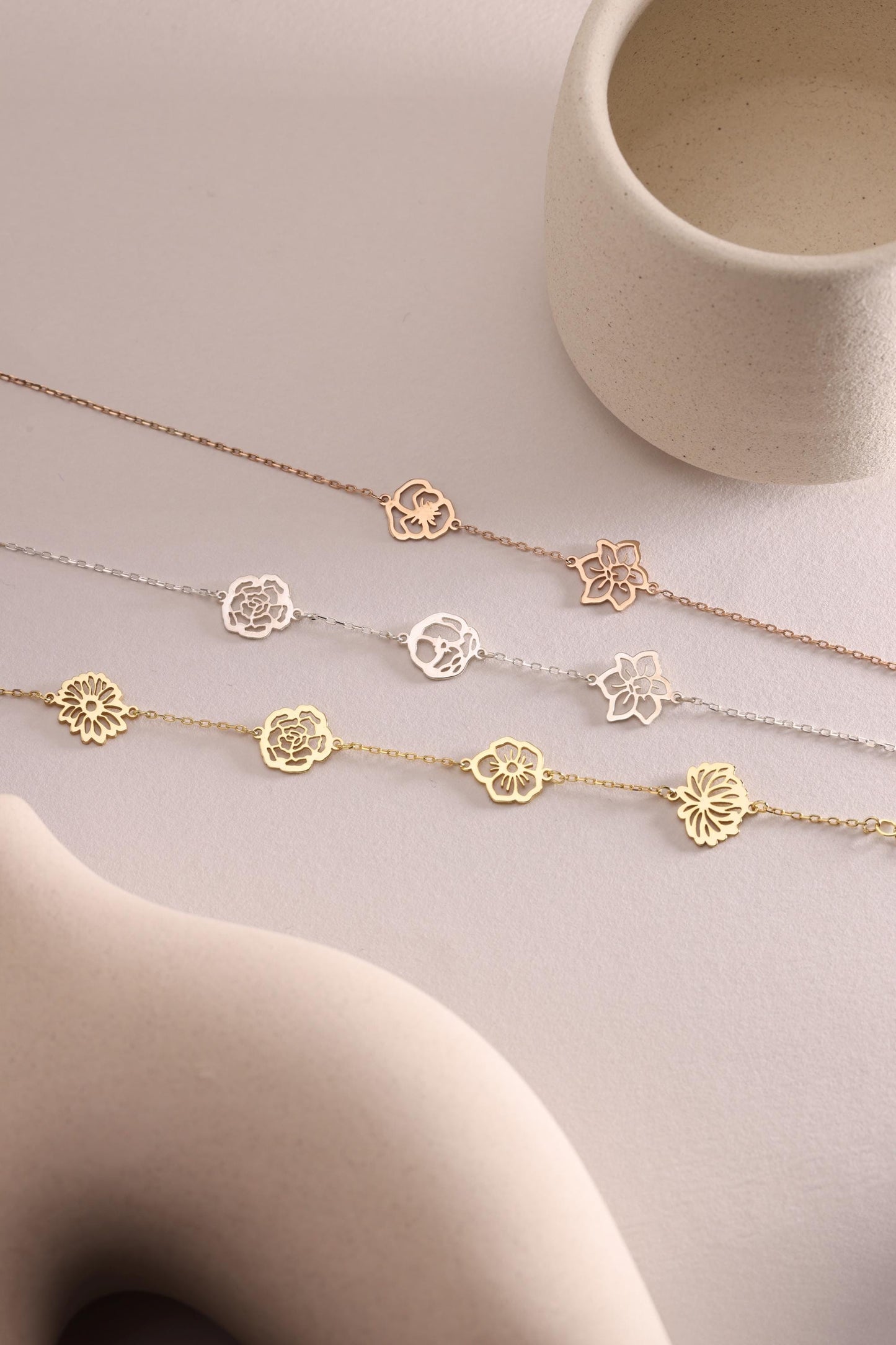 Personalized Birth Flower Bracelet: Sterling Silver Family Keepsake