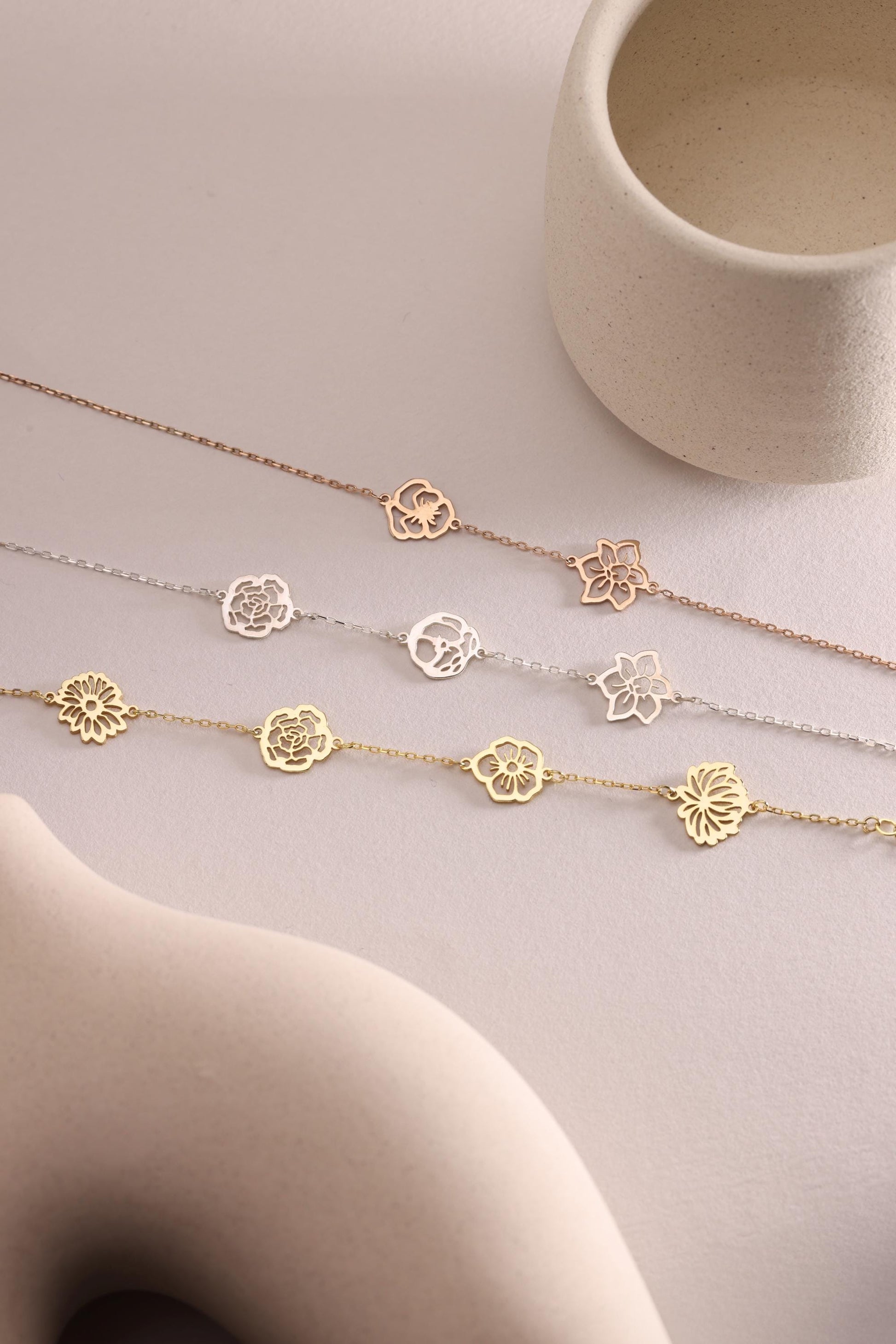 Personalized Birth Flower Bracelet: Sterling Silver Family Keepsake