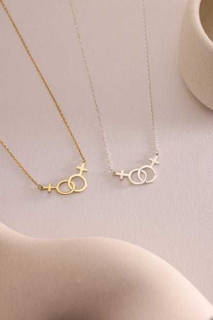 Lesbian Necklace - Lesbian Pride Jewelry - Sterling Silver Double Venus Necklace - Pride Necklace - Gift For Her - Lesbian Gift