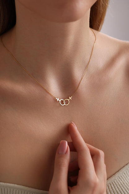 Lesbian Necklace - Lesbian Pride Jewelry - Sterling Silver Double Venus Necklace - Pride Necklace - Gift For Her - Lesbian Gift