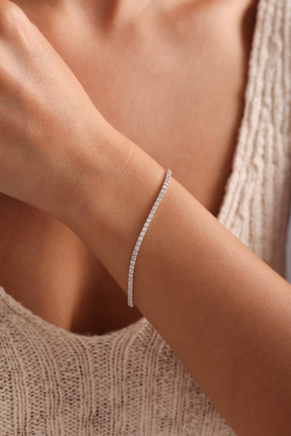 Dainty Sterling Silver Tennis Bracelet: Cubic Zirconia Minimalist Bracelet