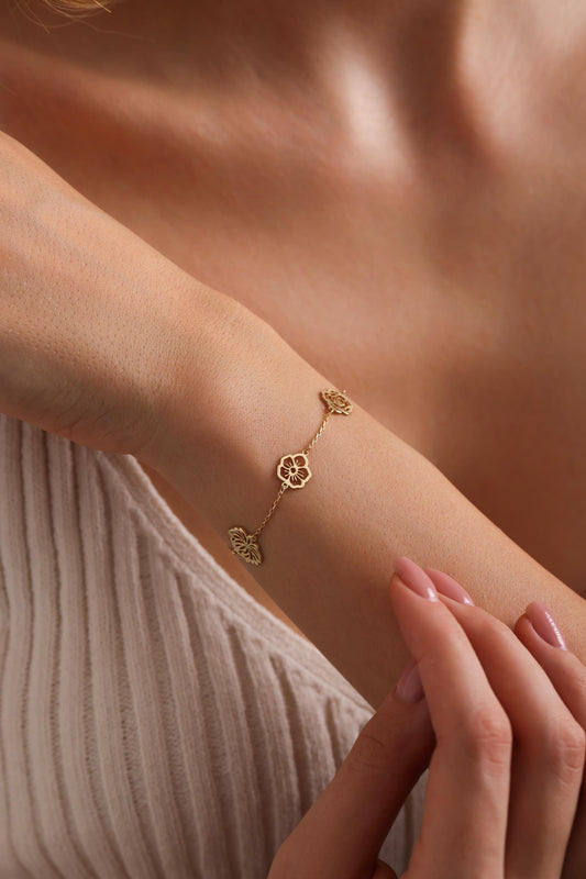 Personalized Birth Flower Bracelet: Sterling Silver Family Keepsake