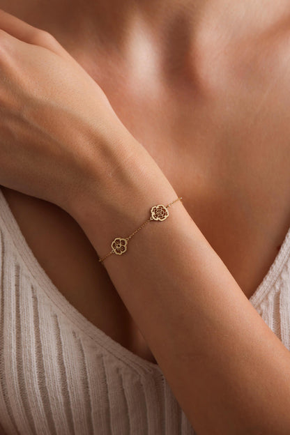 14K Gold Birth Flower Bracelet: Personalized Family Keepsake