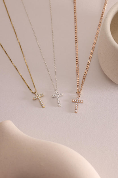 Diamond Cross Necklace for Women ,Cross Necklace with Box Chain,14k Gold Diamond Cross,Baptism Gift,Gift For Her,Gift For Mom