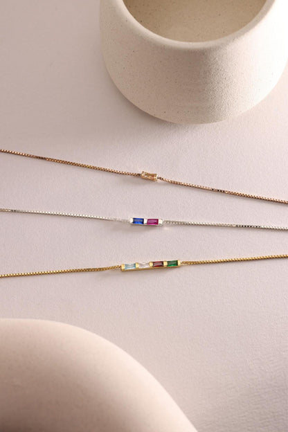 14K Gold Birthstone Bracelet, Baguette Birthstone Bracelet, Graduation Gift, Birthday Gift, Grandma Gift for Mom, Christmas Gift for Her