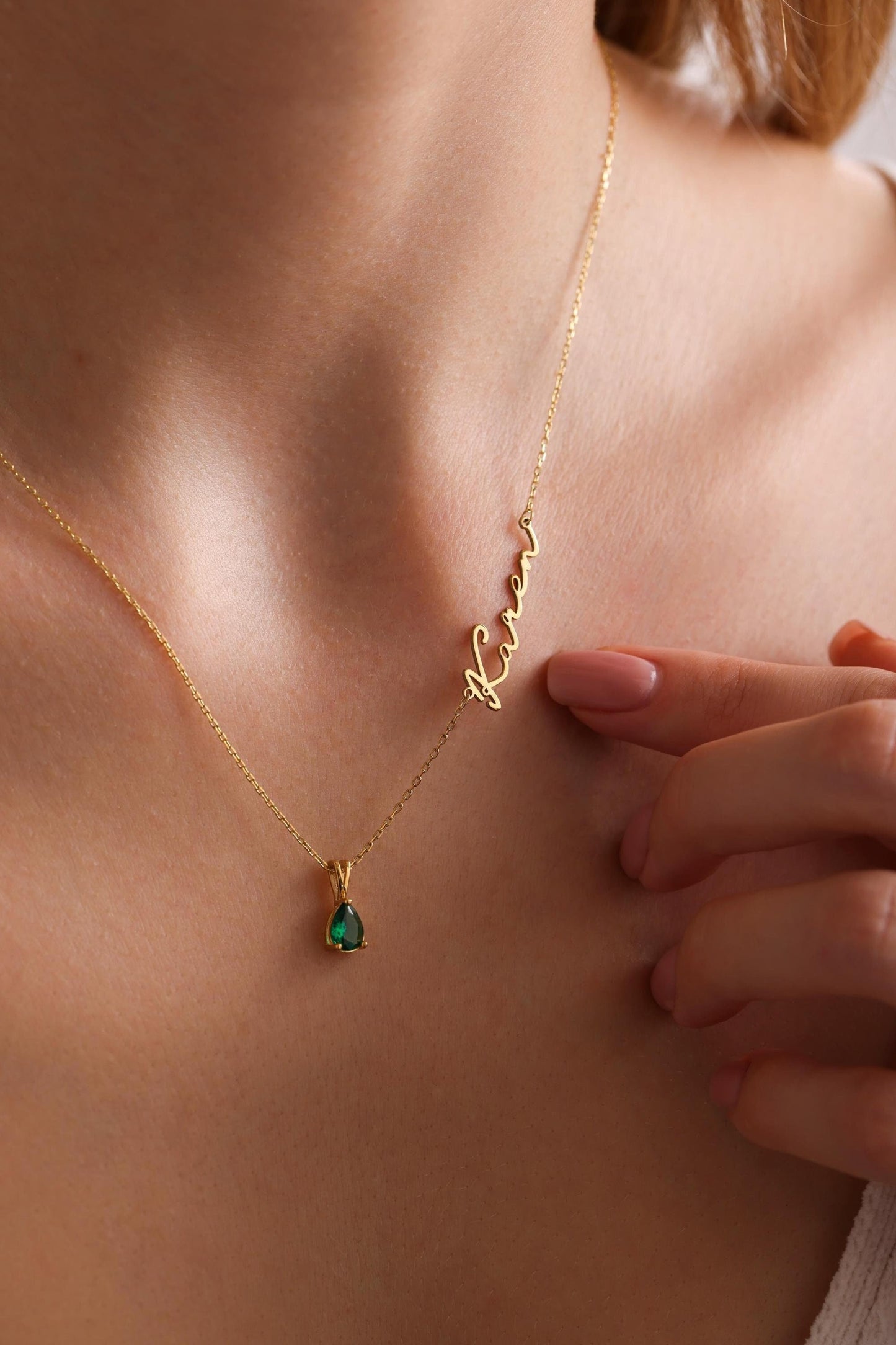 14K Solid Gold Name Necklace with Birthstone • Name Plate Necklace • Costum Name Necklace• Gift for Her • Mothers Day Gift •Bridesmaid Gifts