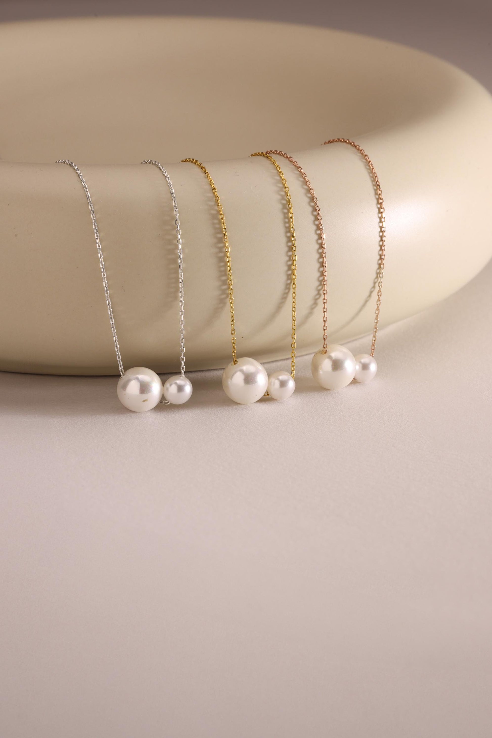 Dainty Freshwater Pearl Necklace: 18K Gold Plated Sterling Silver