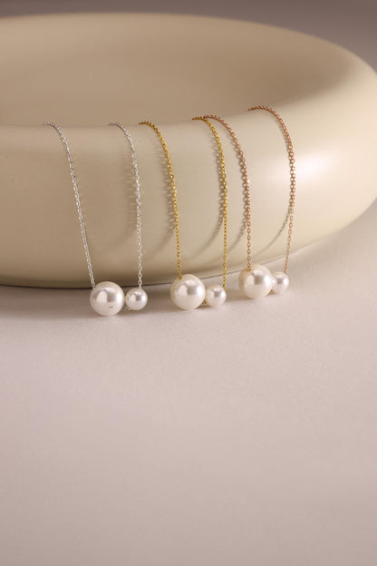 Dainty Freshwater Pearl Necklace: 18K Gold Plated Sterling Silver
