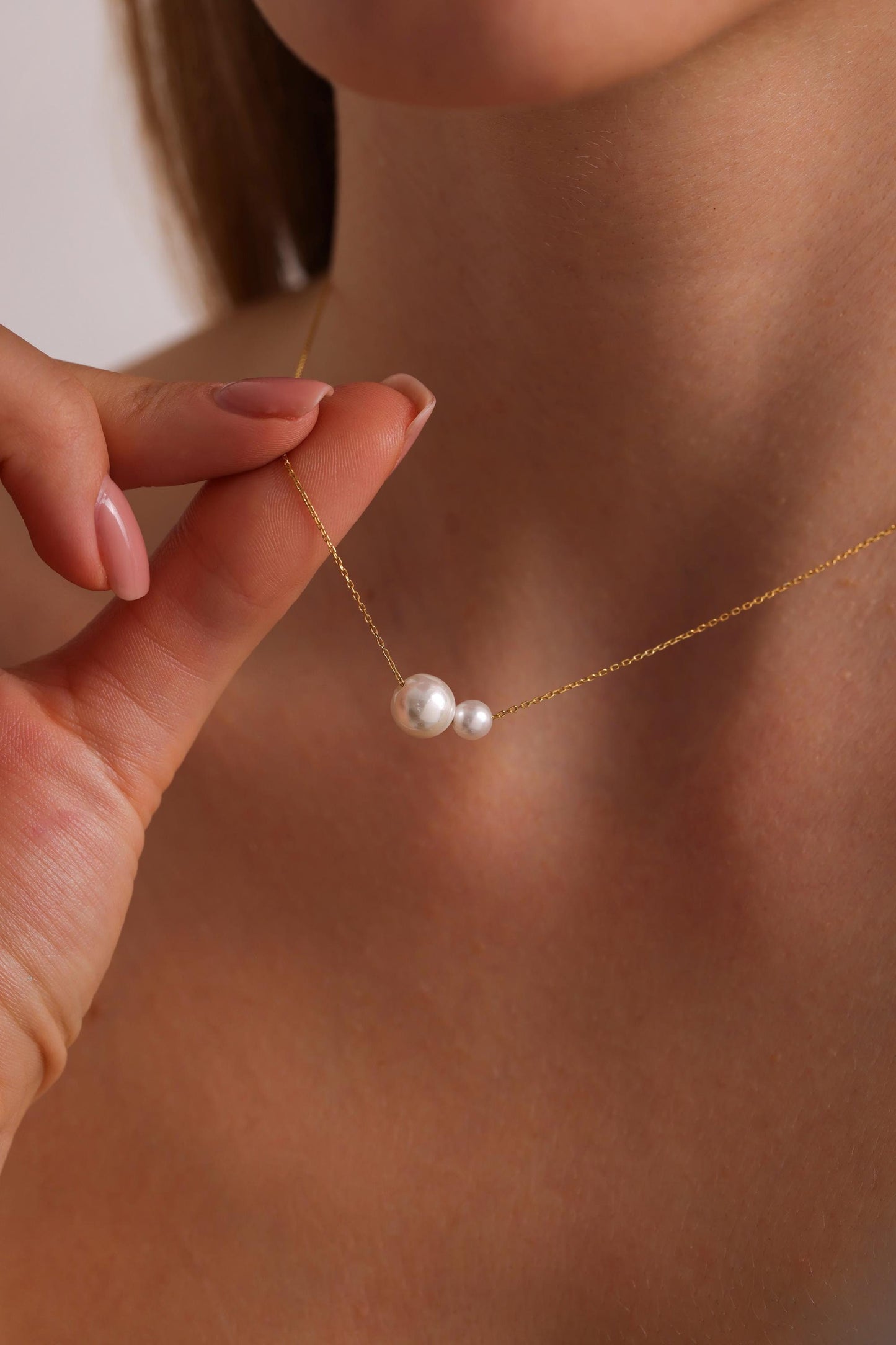 Dainty Freshwater Pearl Necklace: 18K Gold Plated Sterling Silver