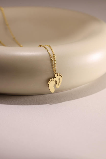 Personalized Baby Footprint Necklace: Sterling Silver Necklace , New Mom Gift, Memorial gift