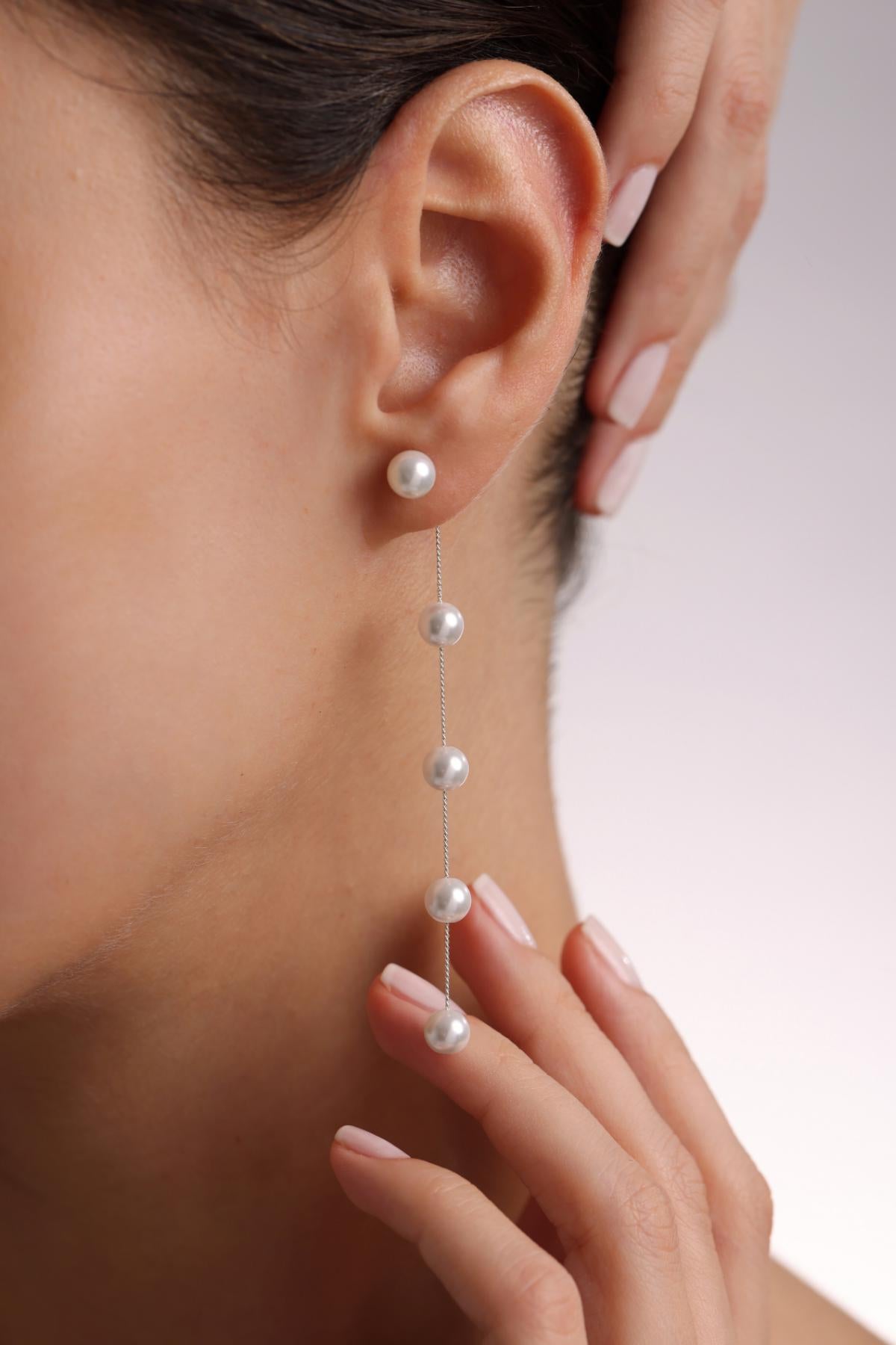 Sterling Silver Pearl Drop Earrings: 14K Gold-Plated Bridal Jewelry, Wedding Gift