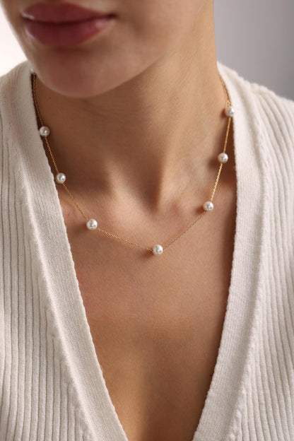 14k Gold Pearl Necklace, Dainty Freshwater Pearl Necklace,Gold Pearl Necklace, Bridesmaid Gifts,Wedding Gift,Bridal Jewellery,Pearl Jewelry