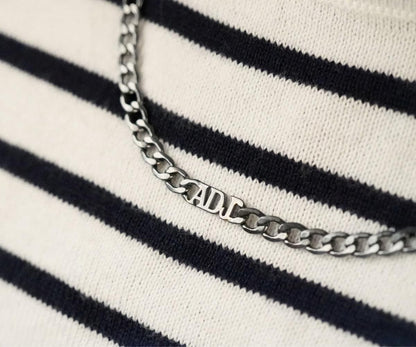 Cuban Chain Mens Name Necklace , Custom Name Necklace , Mens Initial Necklace , Cuban Chain Necklace , Unisex Necklace, Gift For Him
