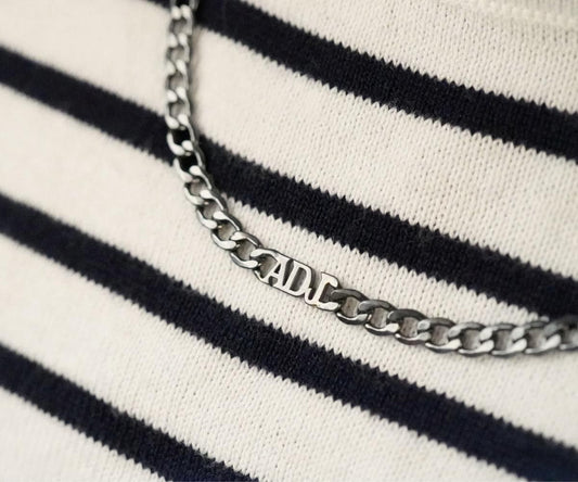 Cuban Chain Mens Name Necklace , Custom Name Necklace , Mens Initial Necklace , Cuban Chain Necklace , Unisex Necklace, Gift For Him