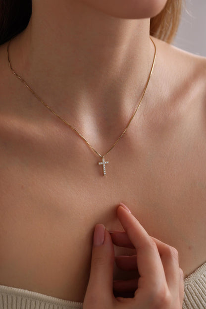 14K Gold Cross Necklace, First Communion Gift for Girls, Dainty Christian Cross Necklace, Baptism Gift, Religious Jewelry, Christmas Gift