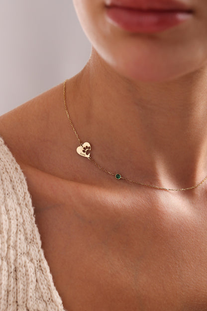 Personalized Paw Print Necklace • 14K Gold Paw Print Necklace • 925 Sterling Silver Pet Necklace • Pet Lover Gift