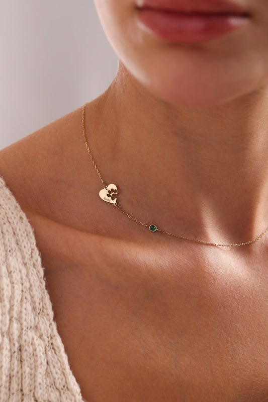Personalized Paw Print Necklace • 14K Gold Paw Print Necklace • 925 Sterling Silver Pet Necklace • Pet Lover Gift