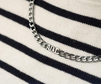 Cuban Chain Mens Name Necklace , Custom Name Necklace , Mens Initial Necklace , Cuban Chain Necklace , Custom Necklace , Men Name Necklace