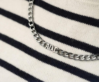 Cuban Chain Mens Name Necklace , Custom Name Necklace , Mens Initial Necklace , Cuban Chain Necklace , Unisex Necklace, Gift For Him