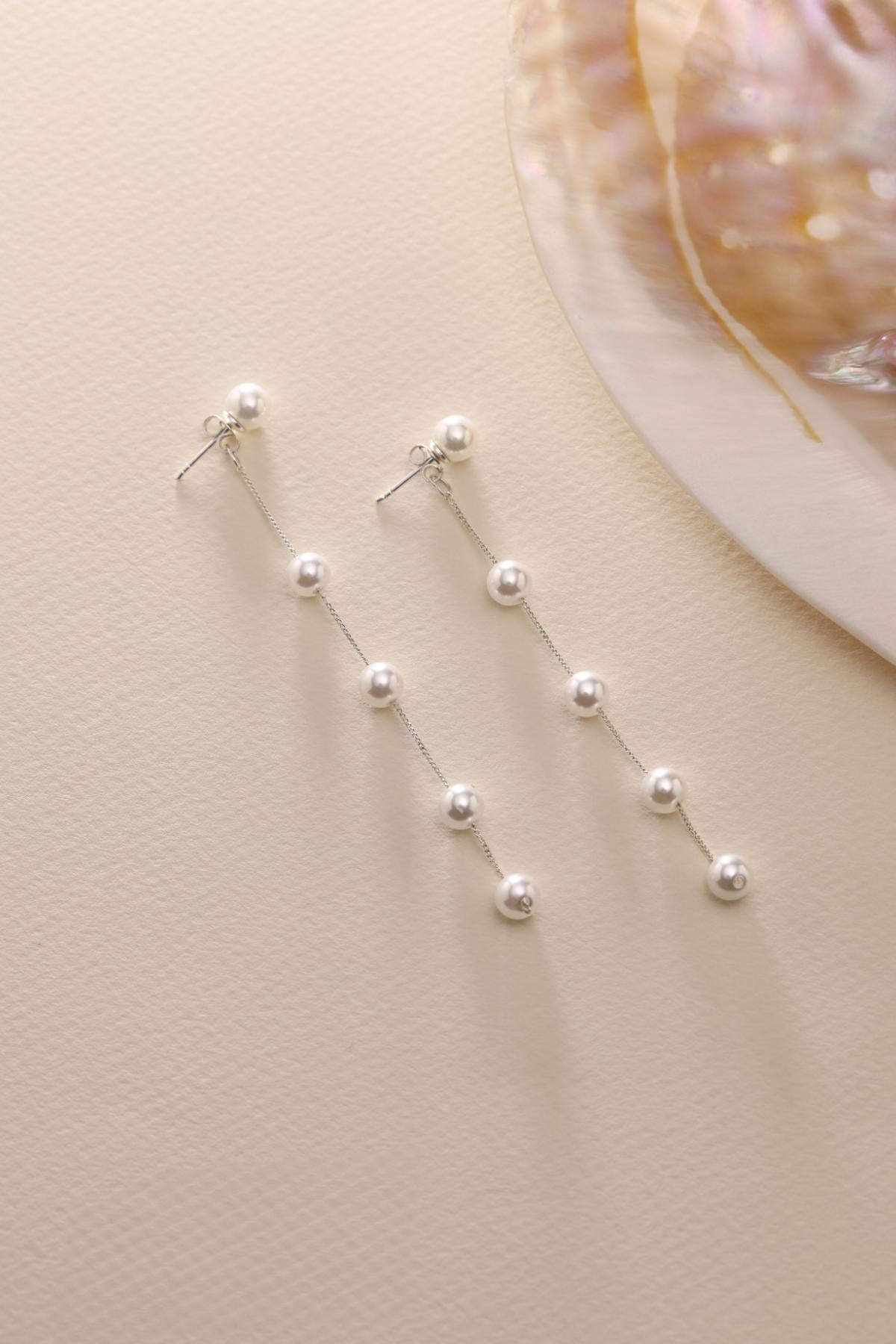 Sterling Silver Pearl Drop Earrings: 14K Gold-Plated Bridal Jewelry, Wedding Gift