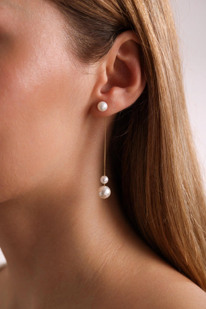 Minimalist Freshwater Pearl Earrings, Sterling Silver 2 Round Pearls Earrings, Bridesmaid Earrings, Daily Pearl Earrings, Bridesmaid Gift