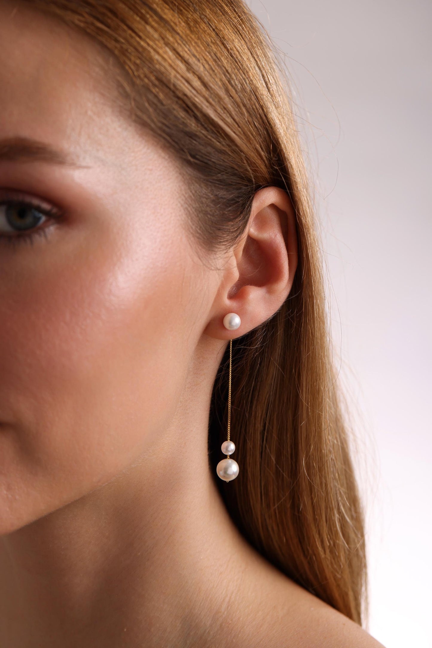 Minimalist Freshwater Pearl Earrings, Sterling Silver 2 Round Pearls Earrings, Bridesmaid Earrings, Daily Pearl Earrings, Bridesmaid Gift