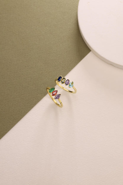 Marquise Birthstone Ring: Personalized Sterling Silver Mothers Ring