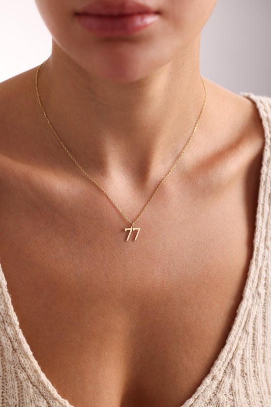 Personalized Number Necklace, Number Jewelery, Date Necklace, Number Pendant Gift for Her, Mothers Day Gift, Football Necklace, Number Chain