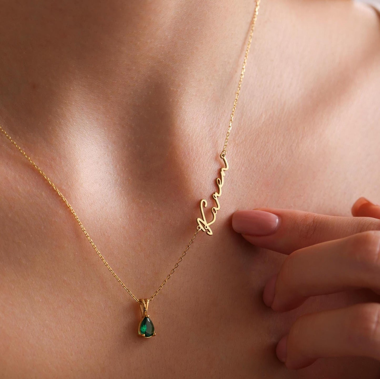 Name and Birthstone Necklace with Name Birthstone Name Necklace Personalized Name Necklace with Birthstone Necklace with Name and Birthstone