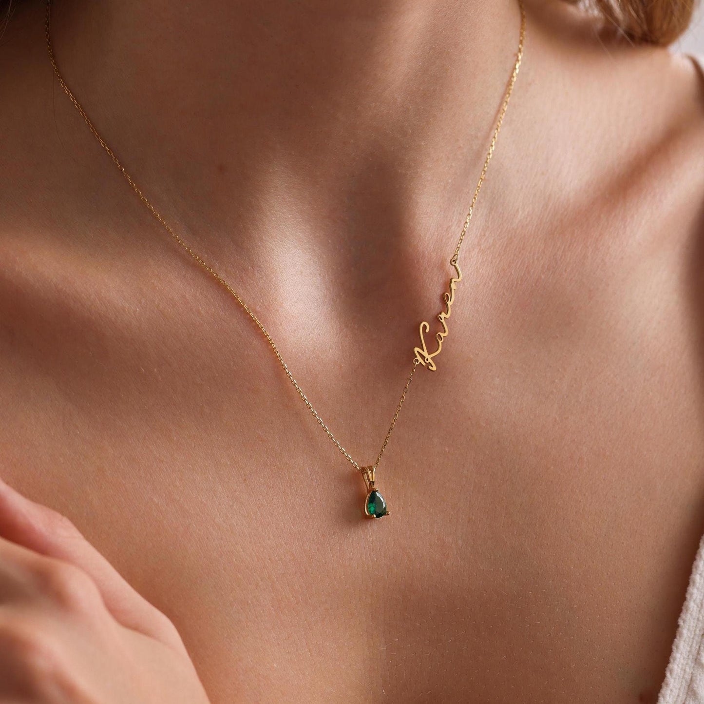 Name and Birthstone Necklace with Name Birthstone Name Necklace Personalized Name Necklace with Birthstone Necklace with Name and Birthstone