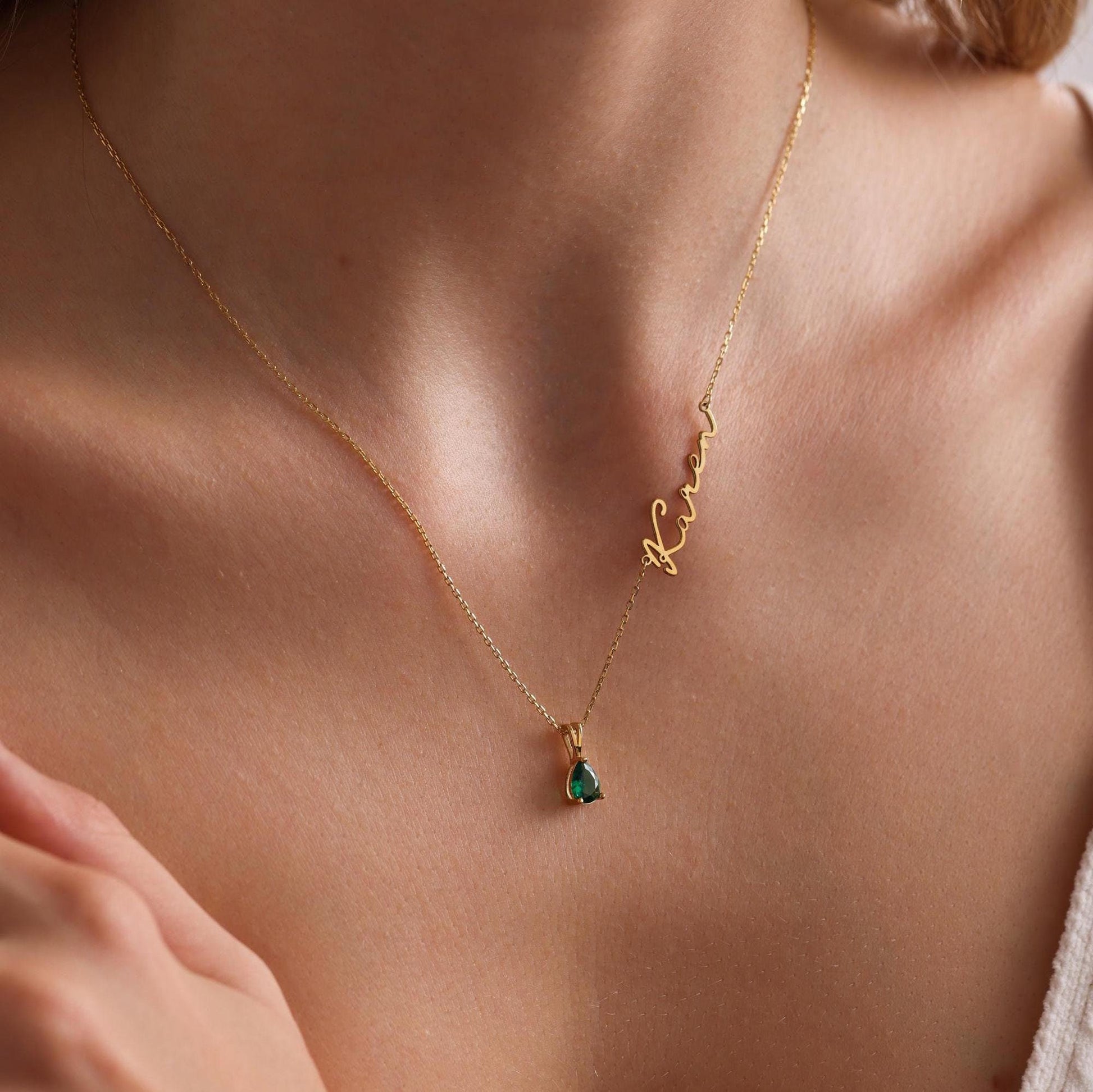 Name and Birthstone Necklace with Name Birthstone Name Necklace Personalized Name Necklace with Birthstone Necklace with Name and Birthstone
