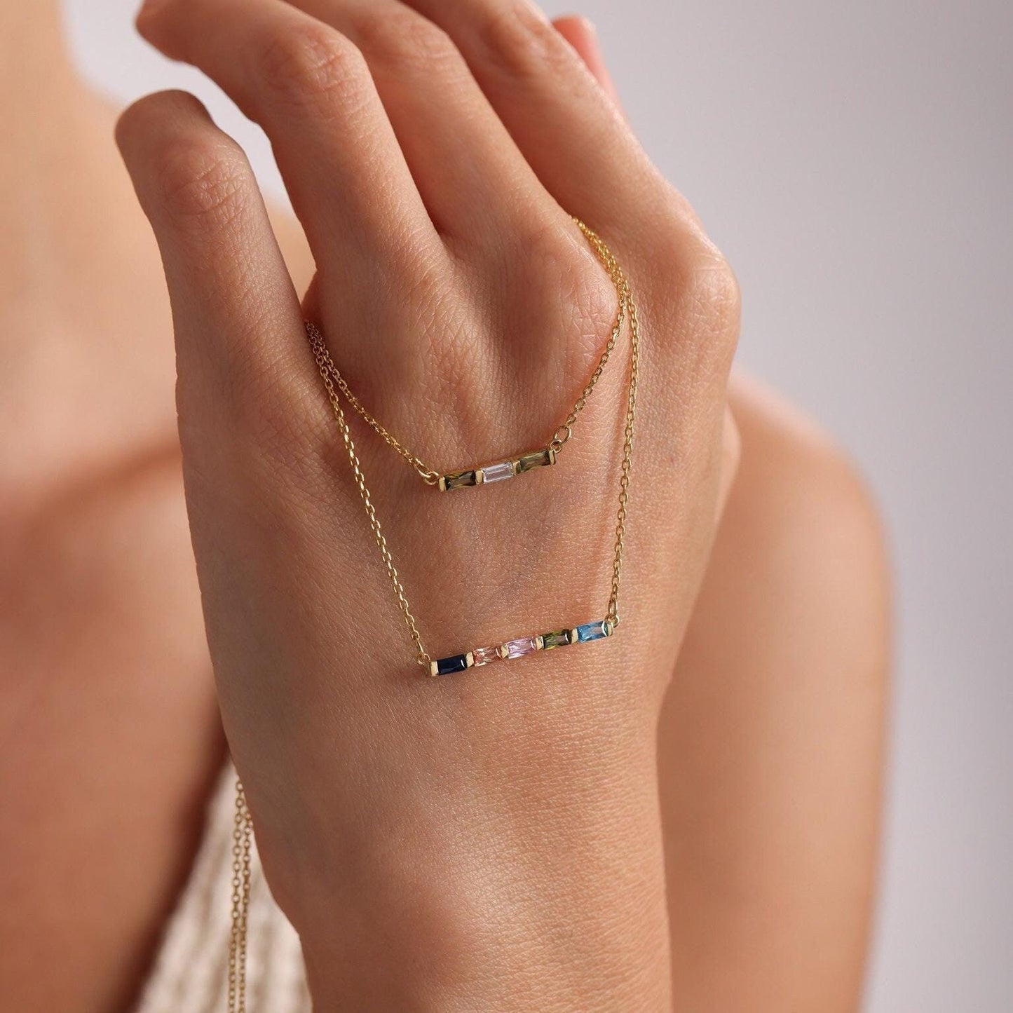 14K Gold Family Birthstone Necklace, Mother's Birthstone Jewelry, Mothers Birthstone, Bridesmaid Gift, Mama Necklace, Mothers Day Gift