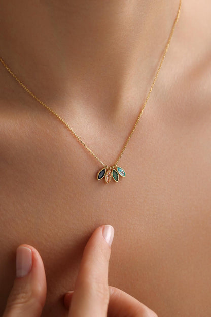 Multiple Birthstone Necklace , Mothers Day Gift for Mom - Childrens Birth Stones Necklace - Custom Family Jewelry - Personalized Gift