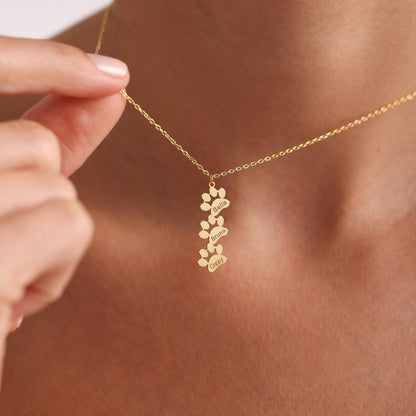 14K Gold Paw Print Name Necklace,Personalized Dog Paw Necklace,Minimalist Animal Necklace,Pet Necklace, Personalized Gifts,Pet Memorial Gift