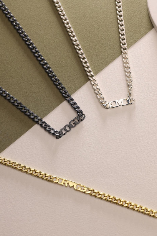 Connell Style Flat Cut Stainless 925 Sterling Silver Curb Chain Necklace Unisex Girlfriend Boyfriend Gift For Him for Her Birthday gift