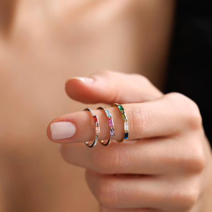 Baguette Birthstone Ring,Custom Birthstone Ring,Custom Stackable Gemstone Ring,Perfect for Everyday,Personalized Gifts for Mom,Birthday Gift