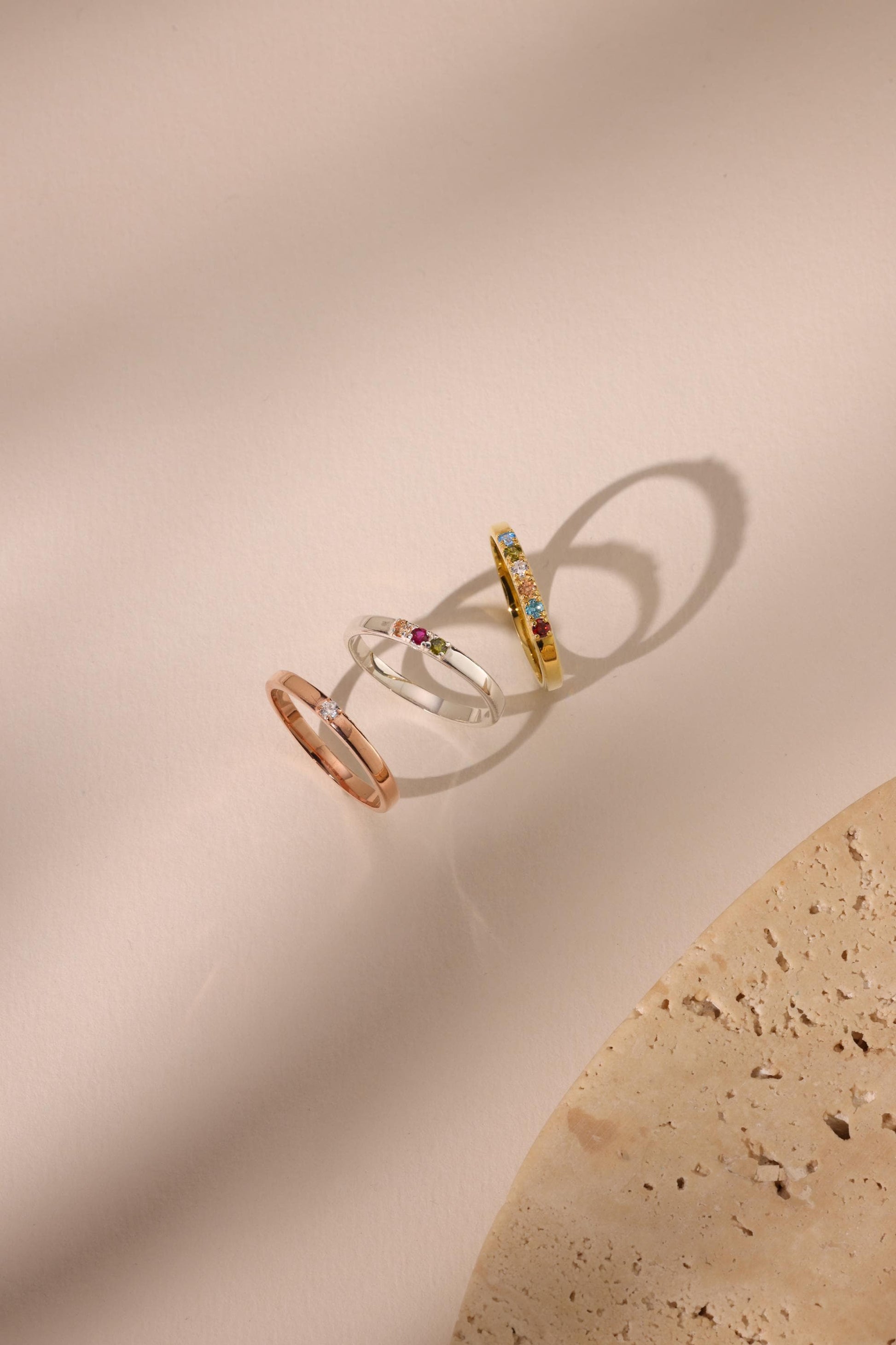 Personalized Birthstone Ring, Family Birthstone Ring,18k Gold Daily Ring, Anniversary Gift, Gift for Mom