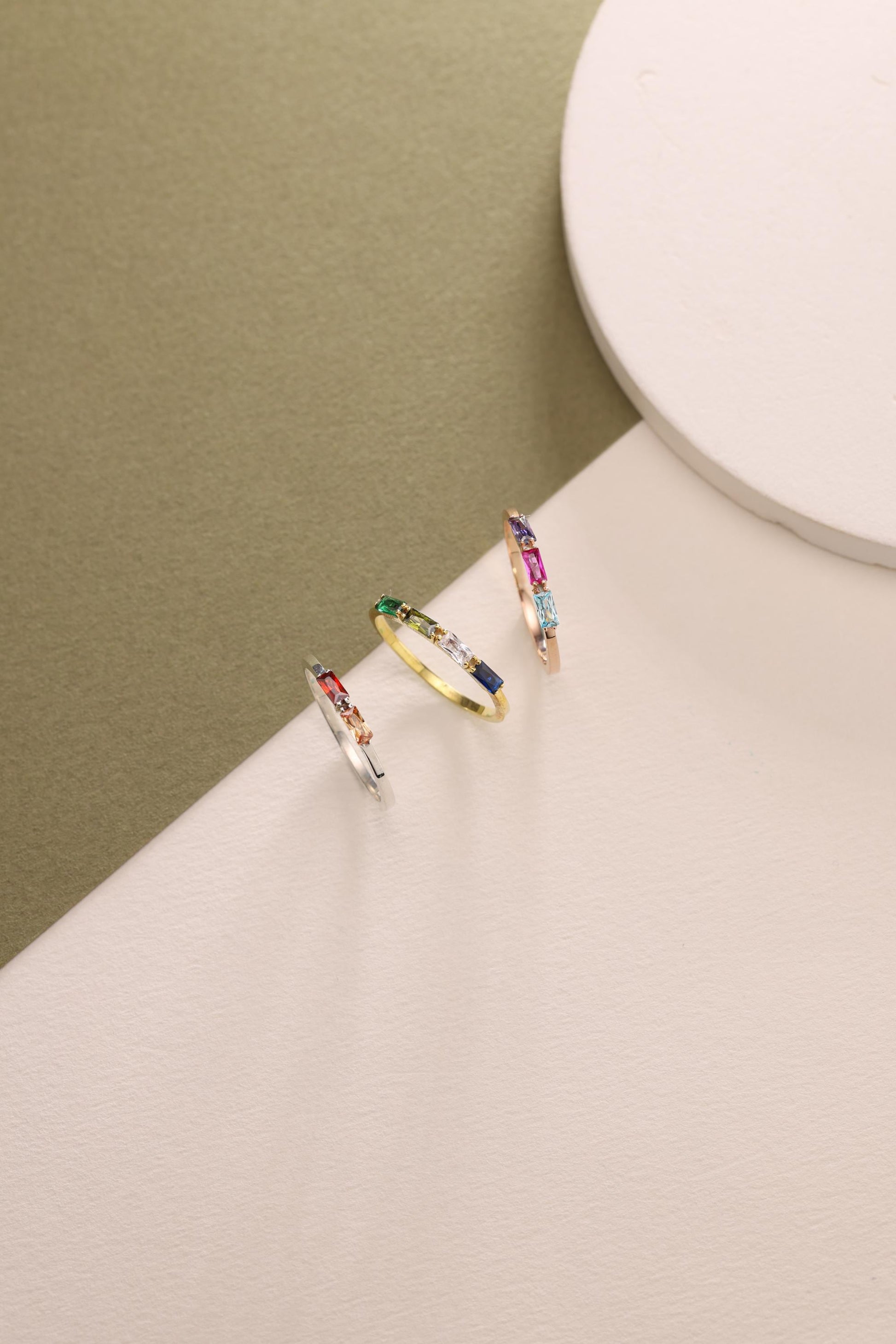 Baguette Birthstone Ring: Custom Sterling Silver Stackable Gemstone Ring
