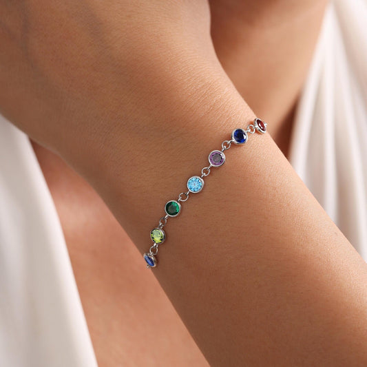 Custom Birthstone Bracelet: Dainty Family Jewelry Gift