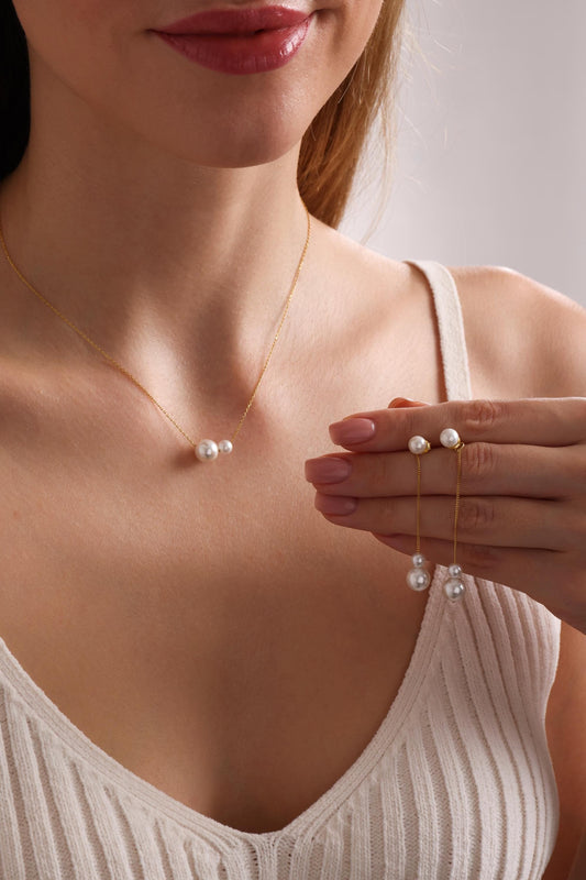 Dainty Freshwater Pearl Necklace: 18K Gold Plated Sterling Silver