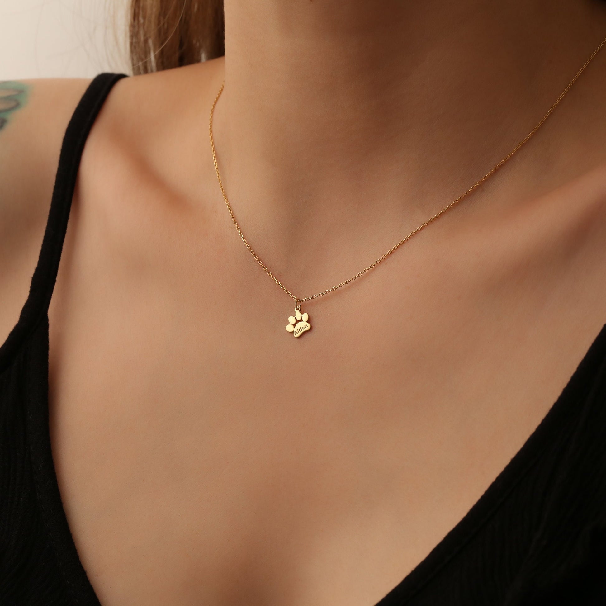 Gold Paw Print Necklace,Personalized Dog Paw Necklace, Dog Mom Necklace,Pet Necklace,Personalized Gifts,Pet Memorial Necklace, Gift For Her