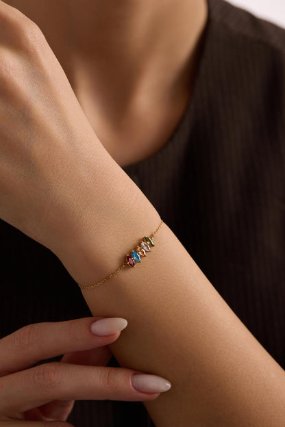 Custom Birthstone Bracelet, 925 Silver Bracelet, Graduation Gift, Birthday Gift,Grandma Gift for Mom Bracelet, Christmas Gift for Her
