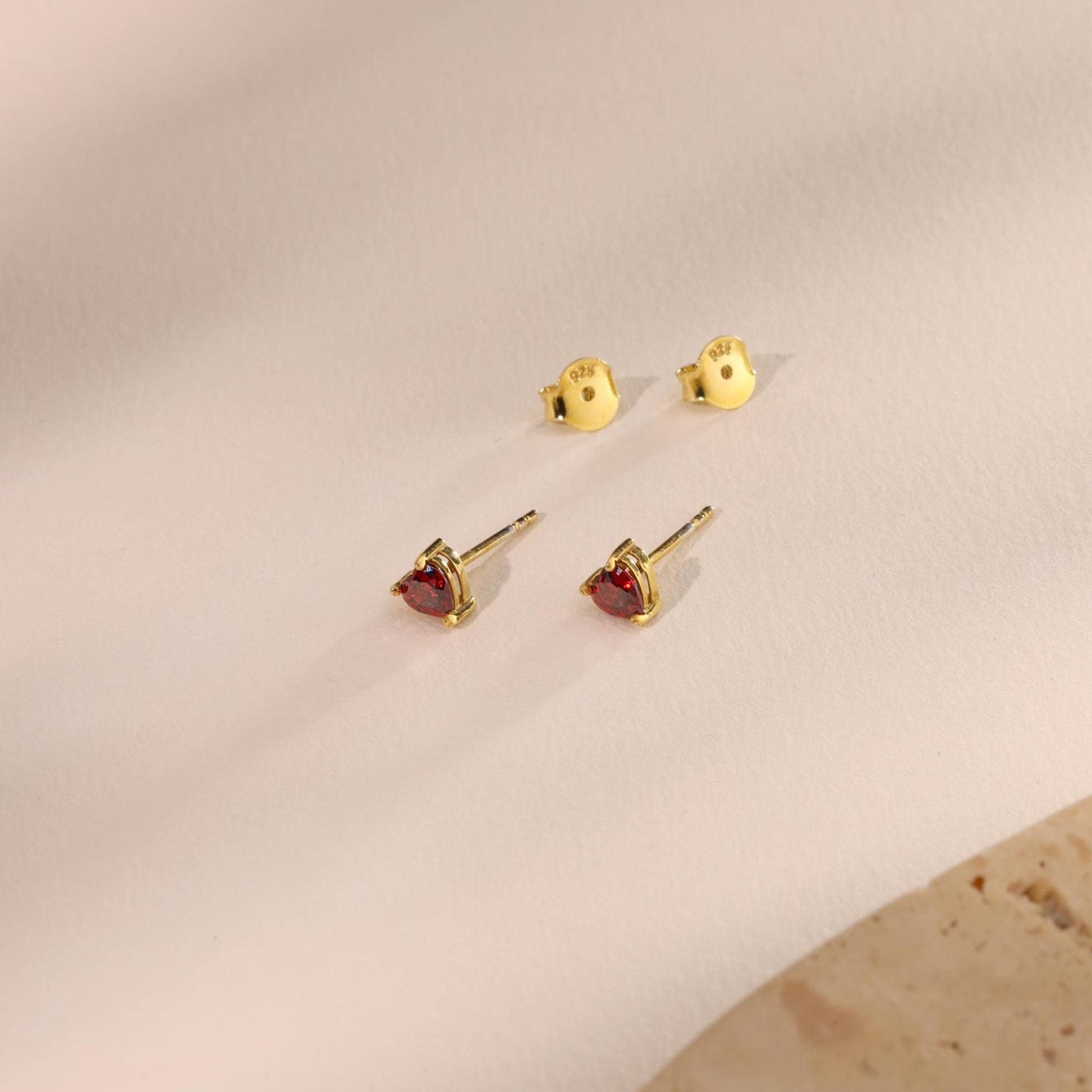 Birthstone Earrings, Heart Stud Earrings, Dainty Studs , Perfect Christmas Gift,Bridesmaid Gifts,Birthday Gift,Handmade Jewellrey