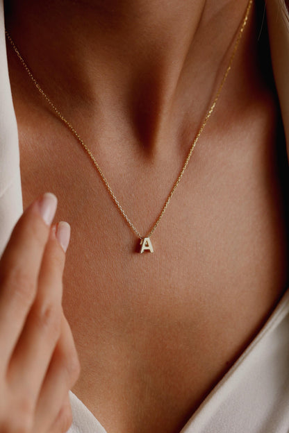 Dainty Sterling Silver Initial Necklace: Personalized Letter Jewelry