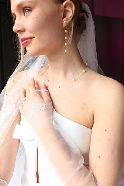 14K Gold Dainty Pearl Necklace: Freshwater Pearl, Wedding Jewelry