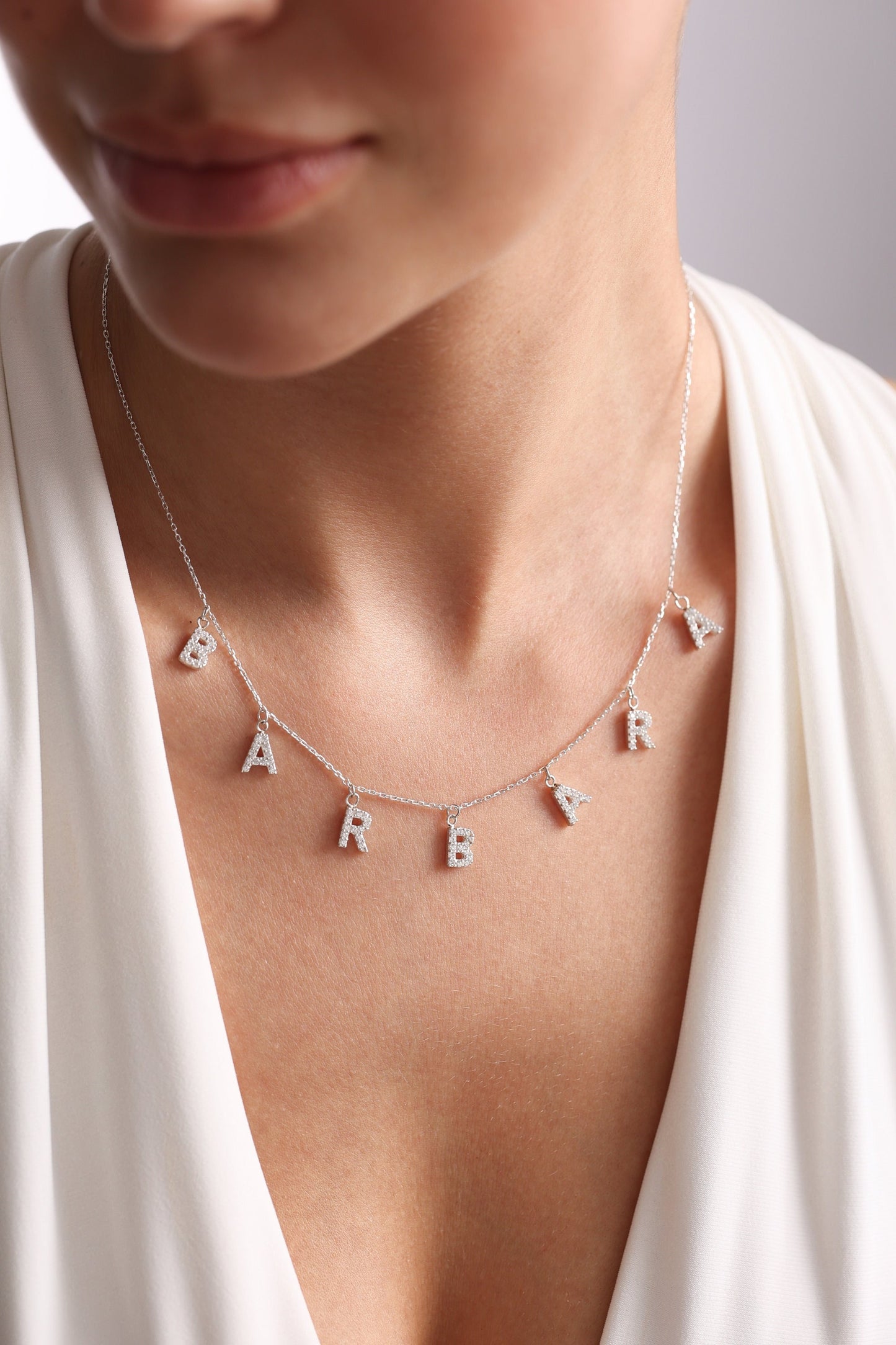 Custom Pavé Name Necklace - Custom Diamond Name Necklace - Personalized Name with CZ Stones Necklace