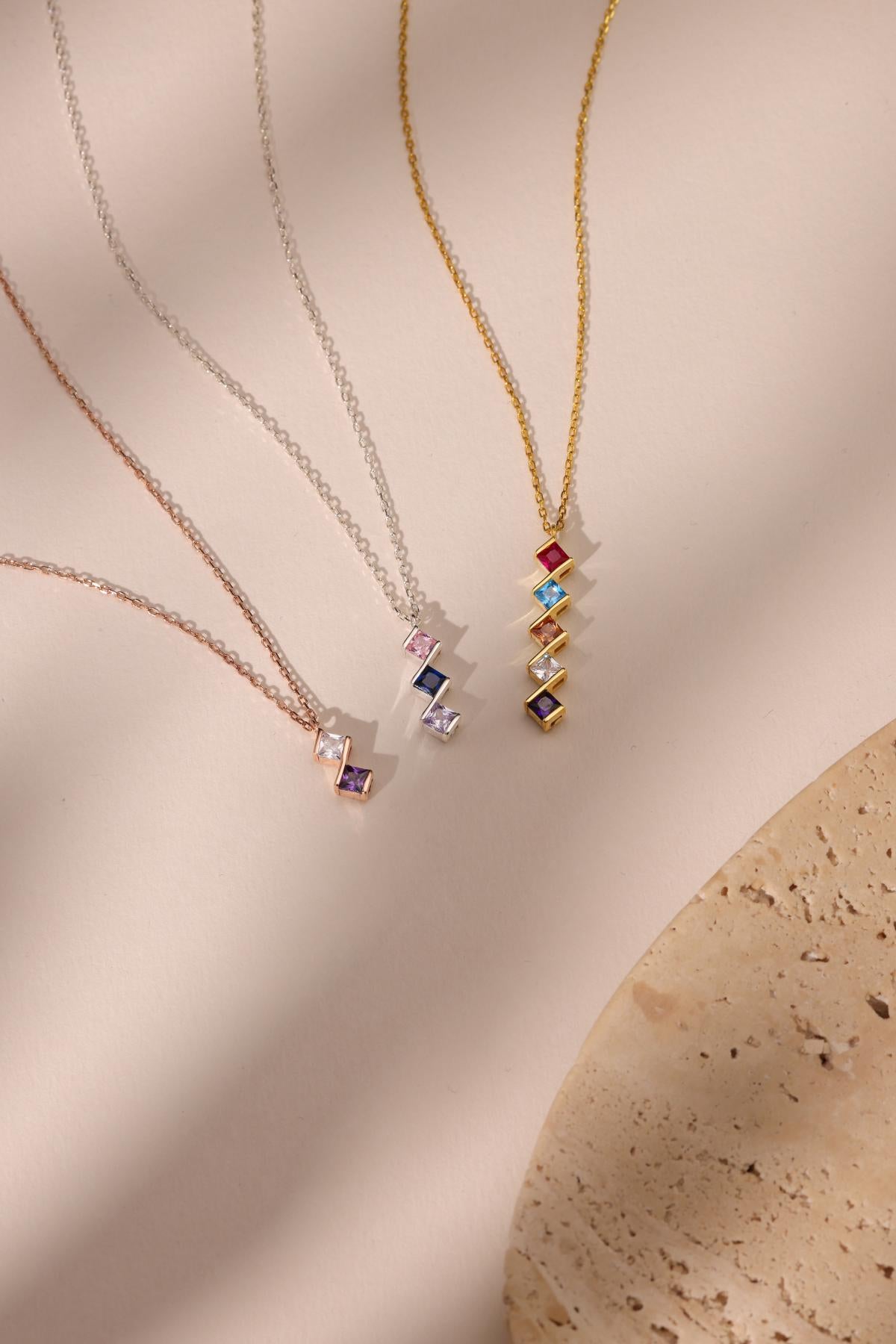 Family Birthstone Necklace, Personalized Birthstone Necklace,Multi stone Necklace,Birthstone Jewelry, Mothers Day Gift for Mom,Birthday Gift