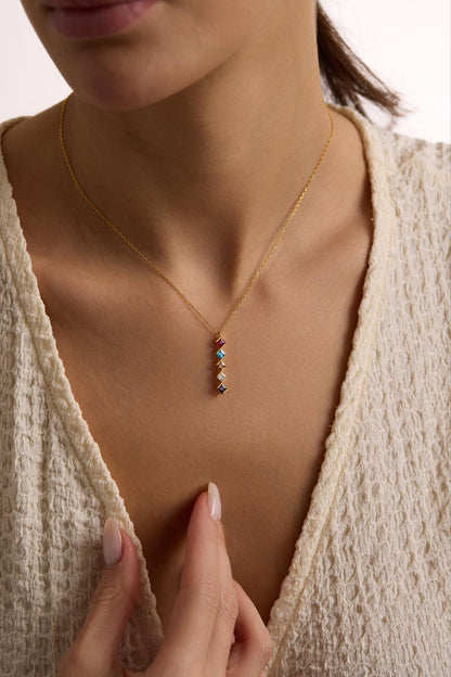 Family Birthstone Necklace, Personalized Birthstone Necklace,Multi stone Necklace,Birthstone Jewelry, Mothers Day Gift for Mom,Birthday Gift