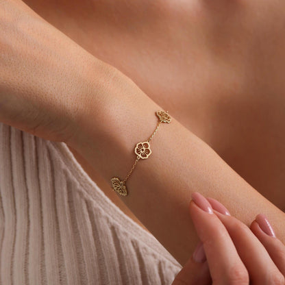 14K Gold Birth Flower Bracelet: Personalized Family Keepsake